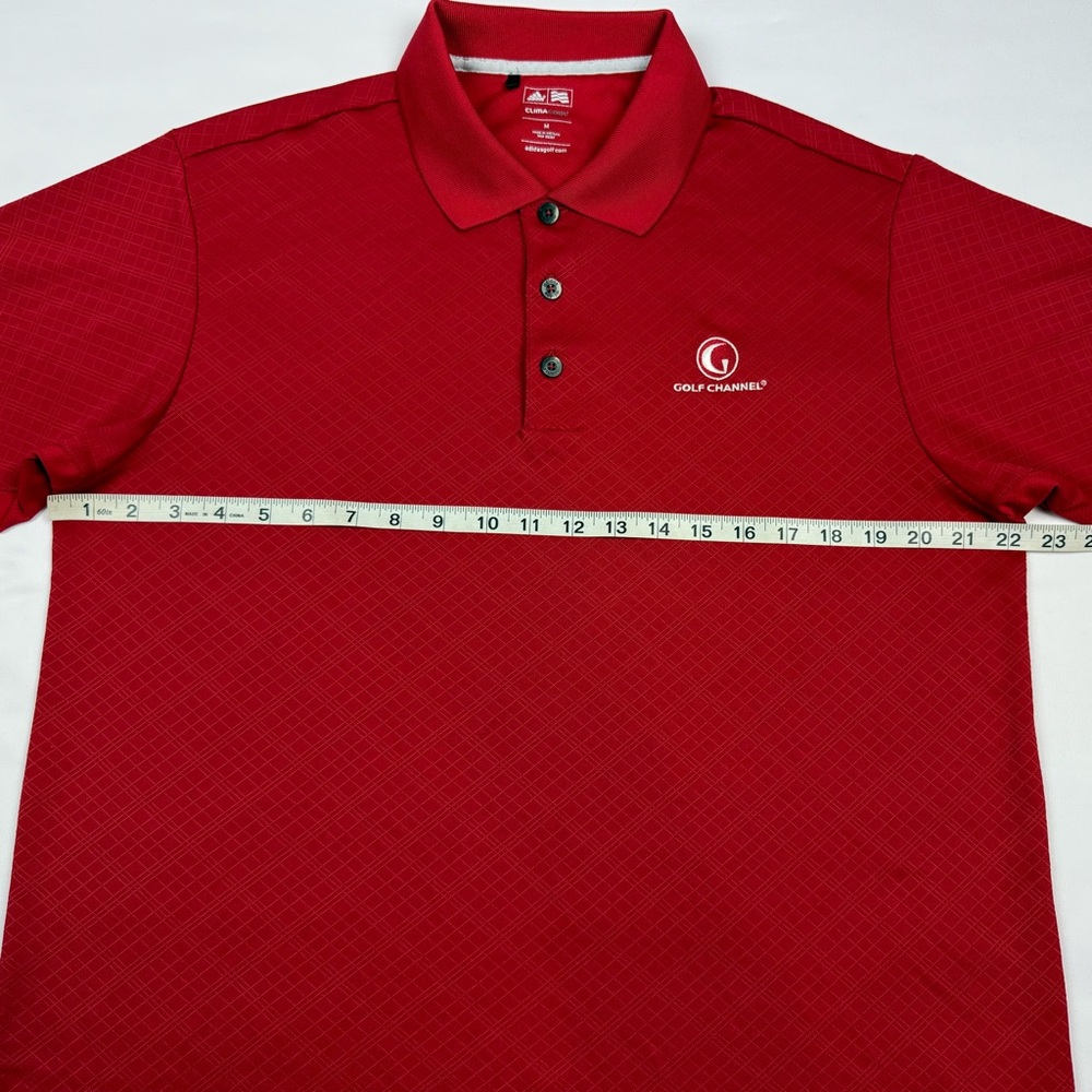Adidas Golf Channel Mens Argyle Golf Polo Shirt Sz Medium Red Tonal Stretch C7 - Picture 5 of 6